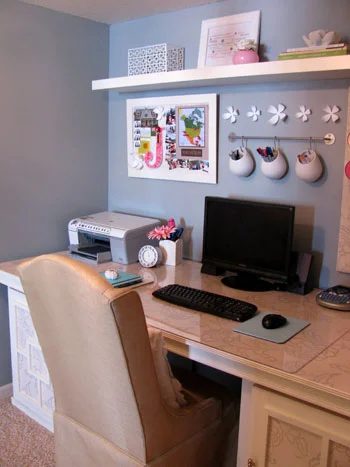 A Budget-Friendly Home Office Makeover: a house log
