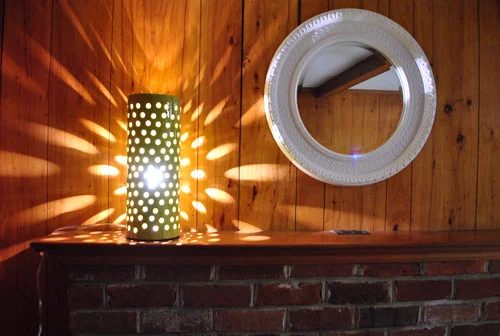 A Green HomeGoods Lamp: a house log