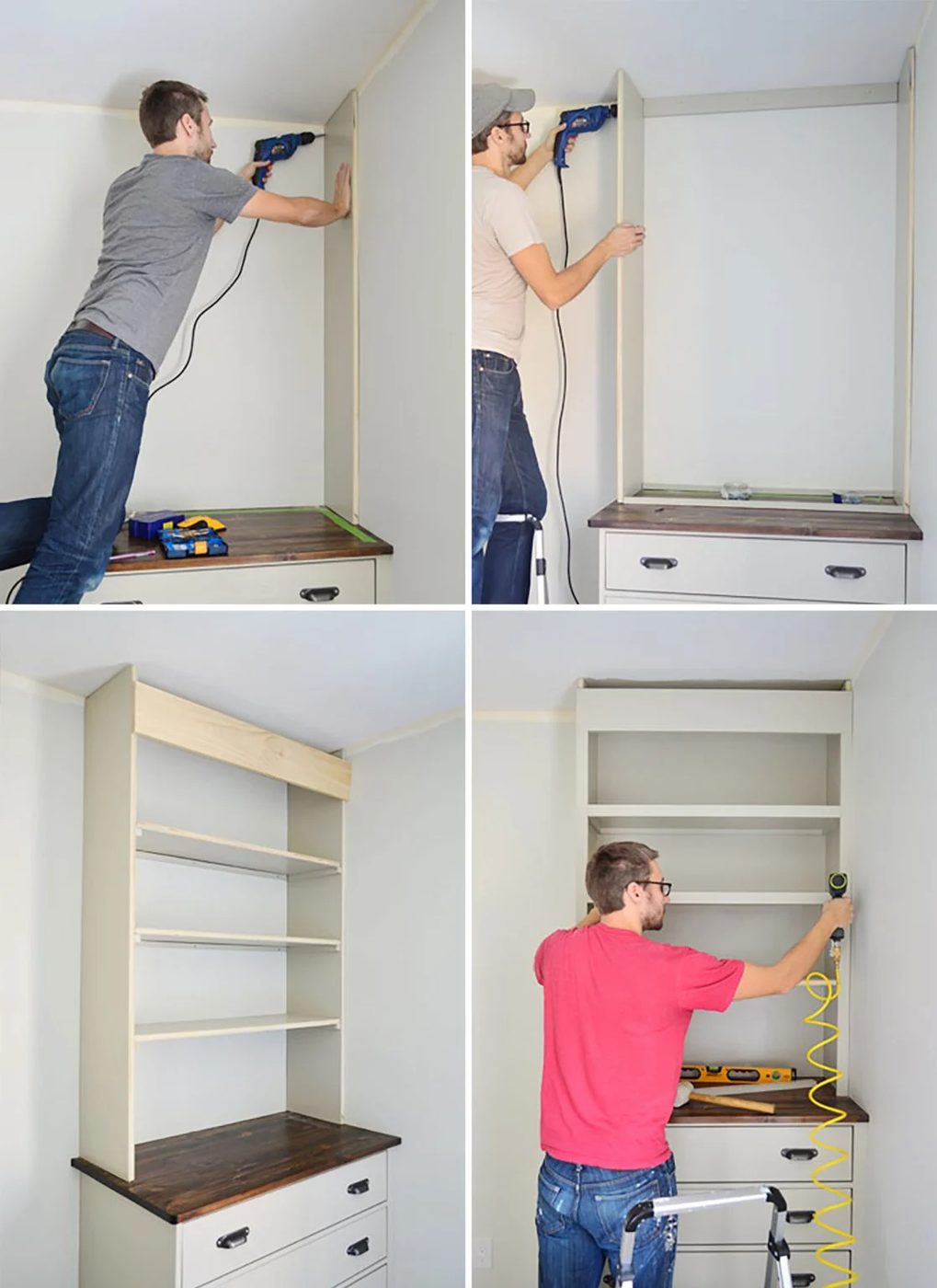 Four steps to Hands-on build-in bookshelves