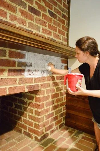 Whitewash A Brick Fireplace, step by step
