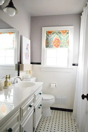 after photo of Hands-on window shade in bathroom