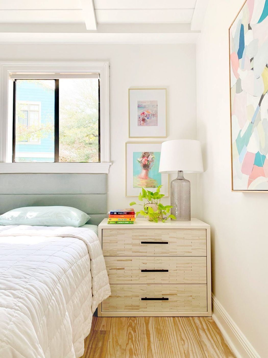 Girls Bedroom With West Elm Inlay Dresser As Nightstand