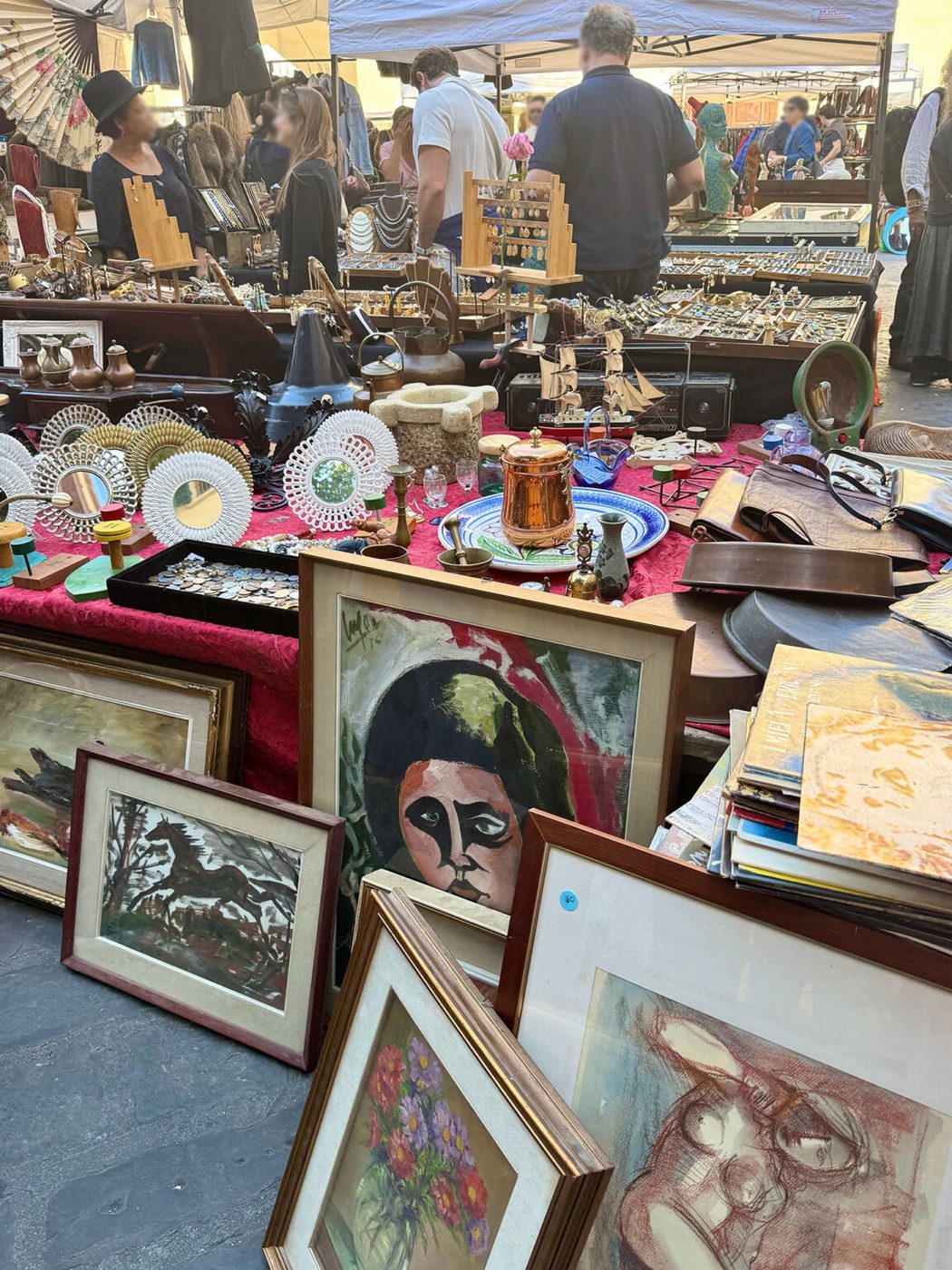 Booth at Santa Spirito Vintage Market in Florence Italy