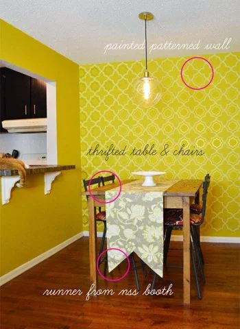 A Dining Room Makeover Alongside Yellow Wallpaper