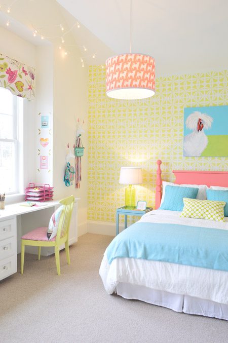 Pink Chihuahua Print Light In Bright Colorful Neon Girl's Bedroom