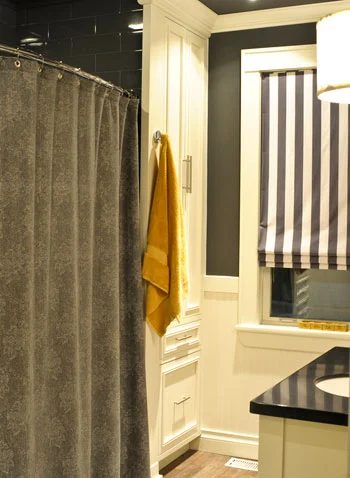 A Bathroom Makeover Alongside Dark Gray Tile