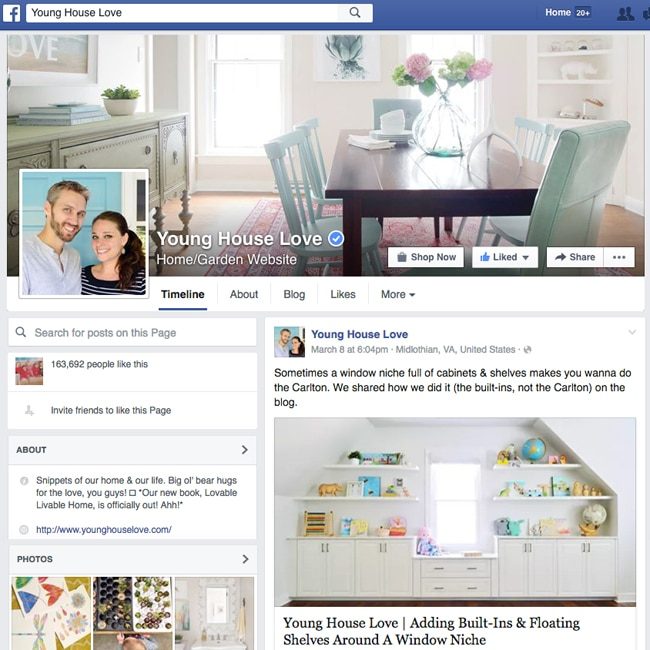 sample of a blogger Facebook page using Turbodizin on Facebook
