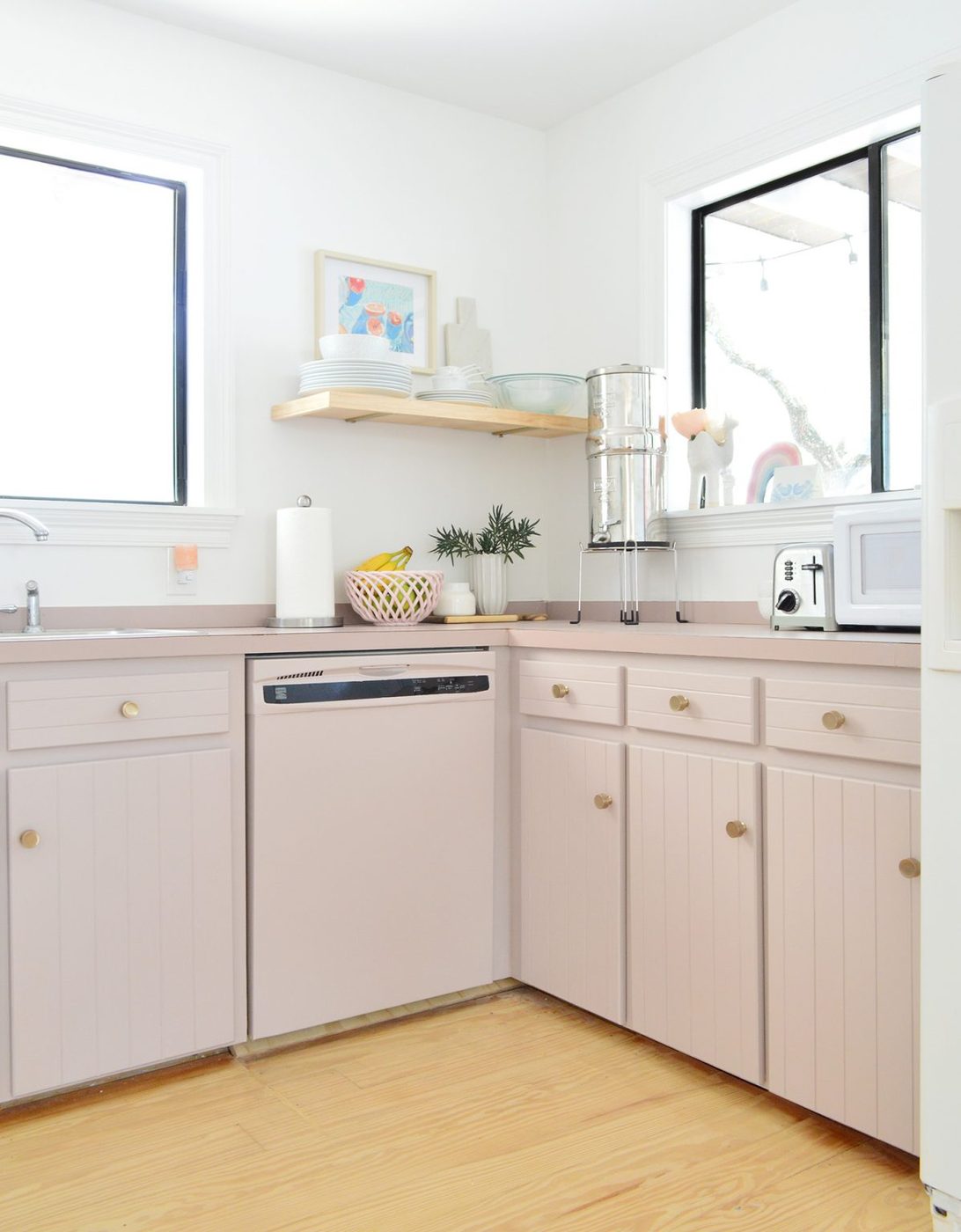 Before Photo Of Kitchen With Corner Cabinets Under Window Before Doorway Was Brought in