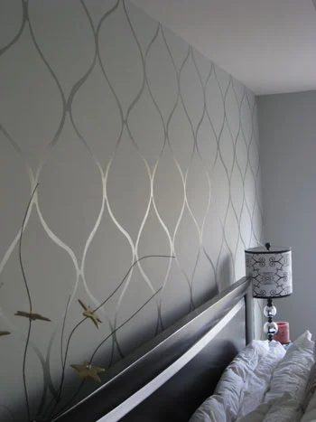 Making A Silver Wall Stencil That Looks Like Wallpaper: a house log