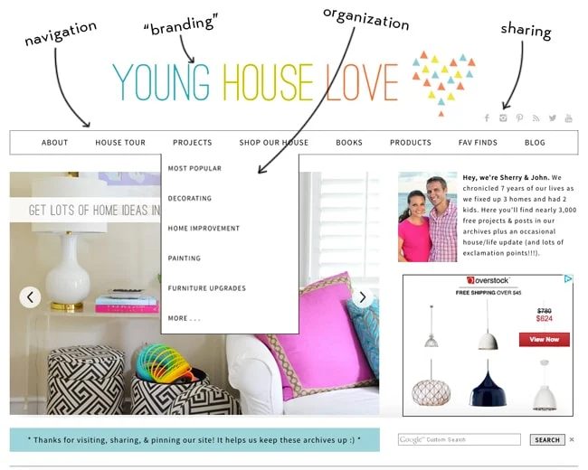 how to start a journal screenshot of homepage with essential elements highlighted