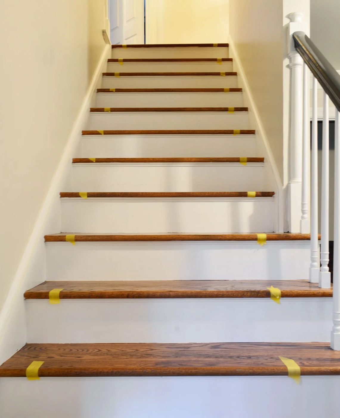 Painters Tape On Steps To Mark Runner Location