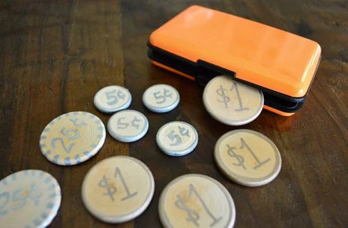 Make Wooden Play Money For Kids, step by step