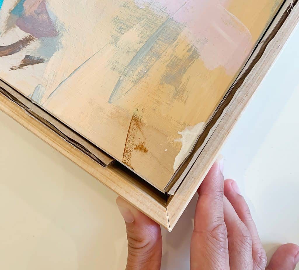 Hands-on Float Frame Around Artwork Spaced With Cardboard