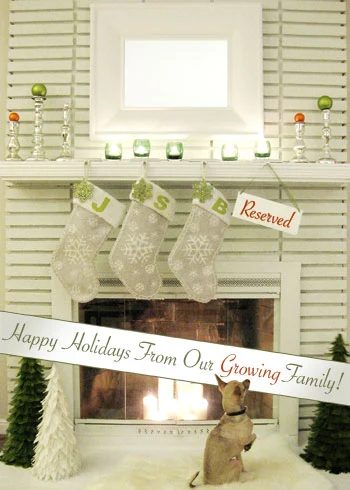 Baby Announcement Christmas Card Idea: a house log