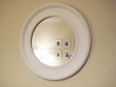 Spray Painting A Round Mirror Bright White: a house log