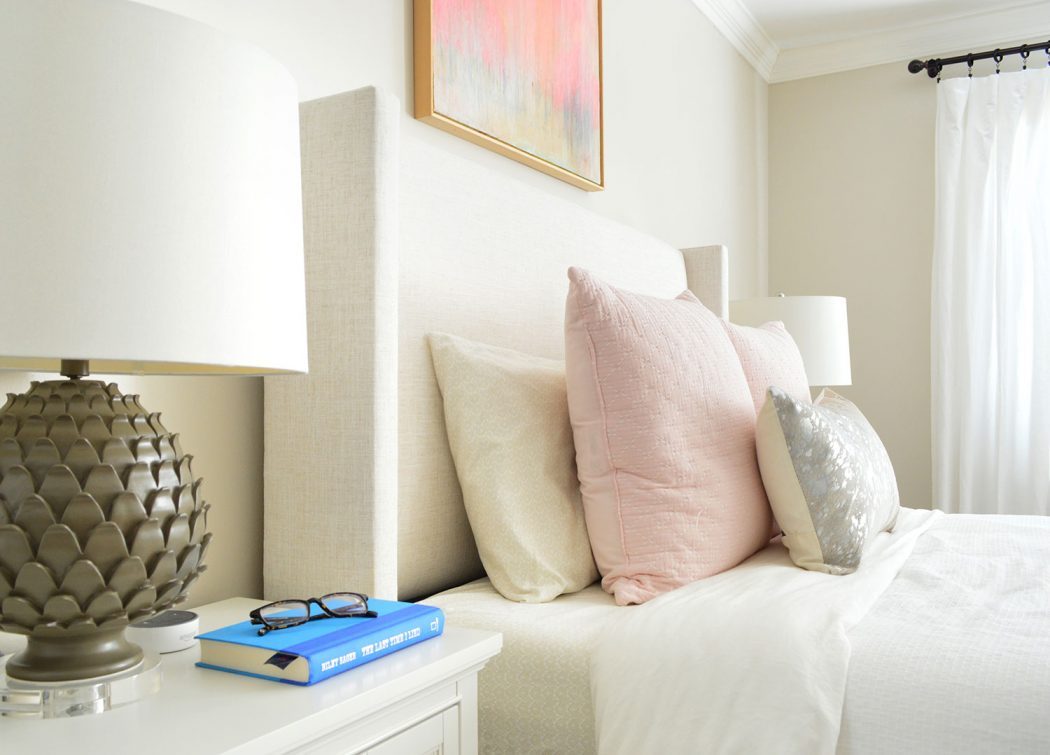 side view of upholstered headboard to show wings
