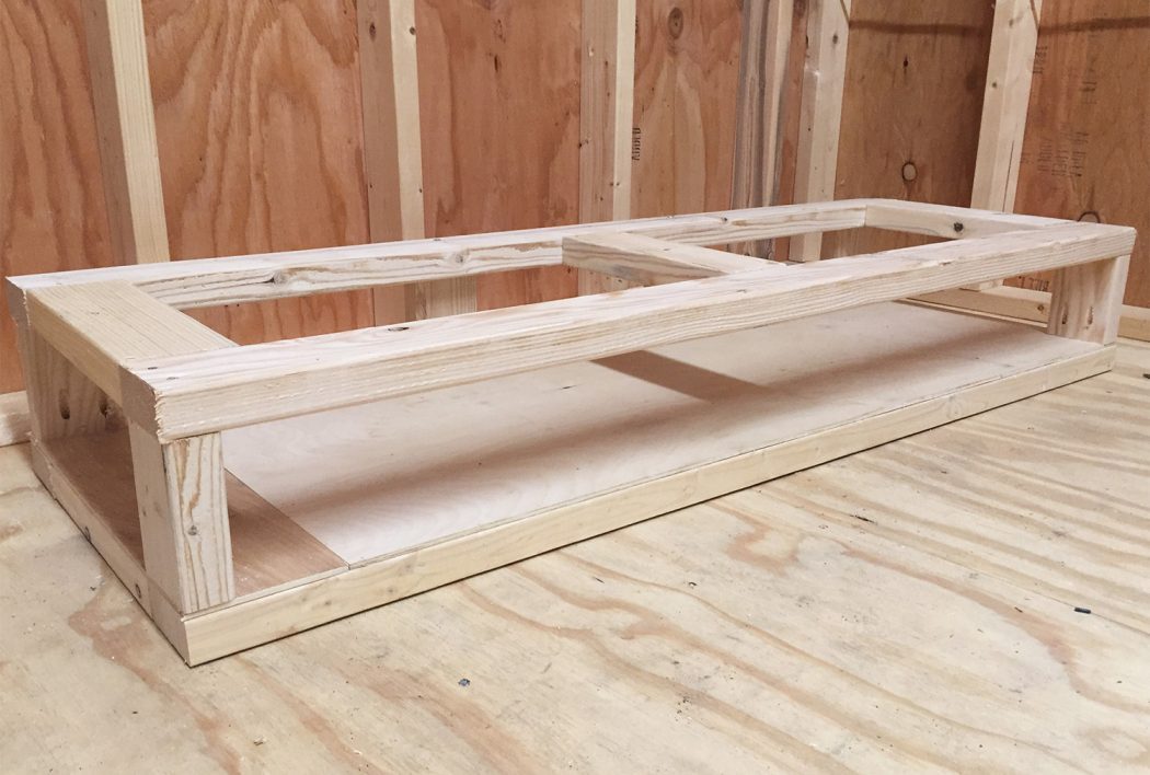 adding second level to the bottom of a plain scrap wood storage organizer
