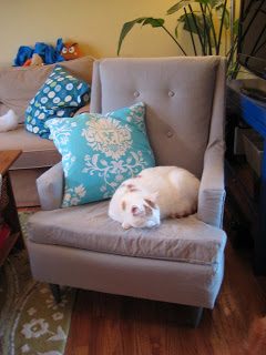 Upholstering A Secondhand Armchair & Spray Painting The Legs: a house log