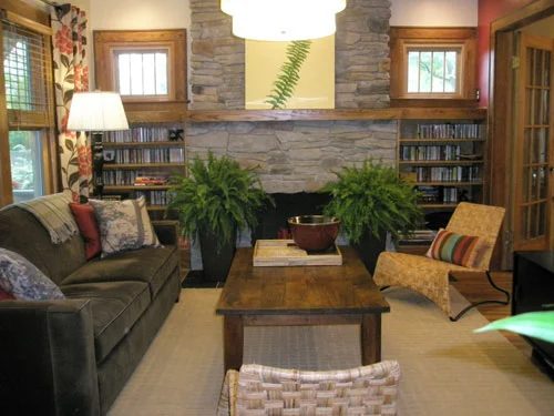 Covering A Fireplace Alongside Stone Veneer