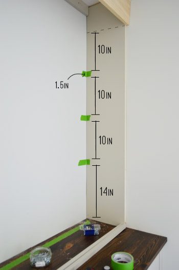 Measurements of shelf spacing for Hands-on bookshelf