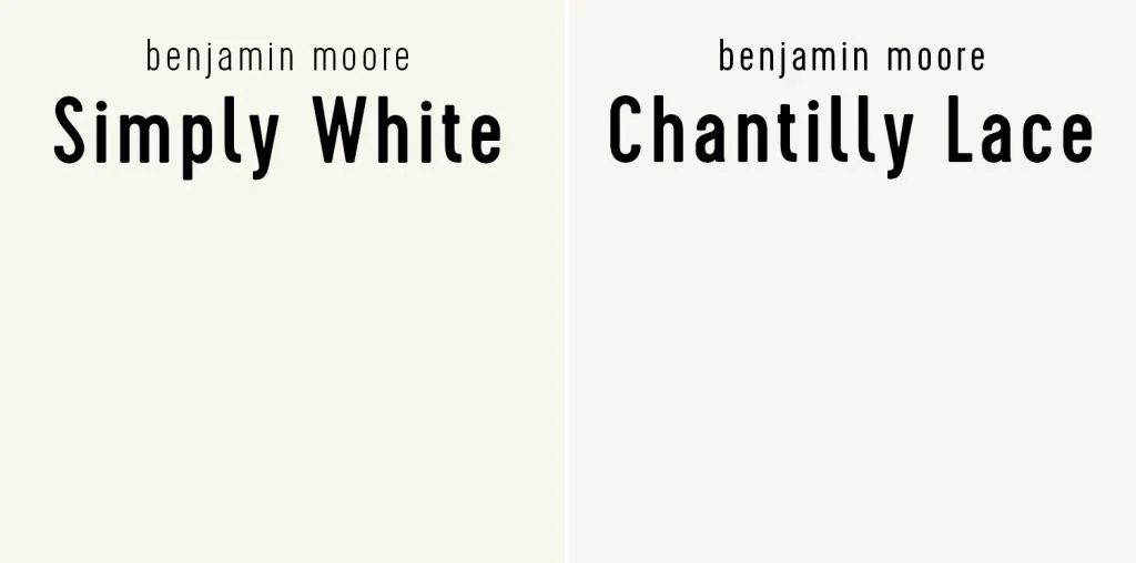 Benjamin Moore Simply White vs Chantilly Lace