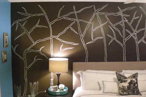 Painting A Wall Mural Of Trees Alongside Chalk & Paint