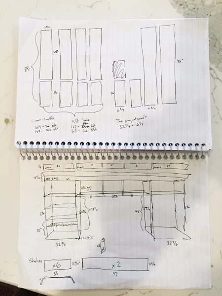 Sketch of Hands-on built-in bookshelves in notebook