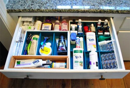 Bathroom Drawer Organization: a house log