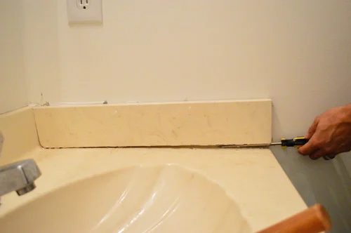 Remove A Dated Vanity Backsplash, step by step