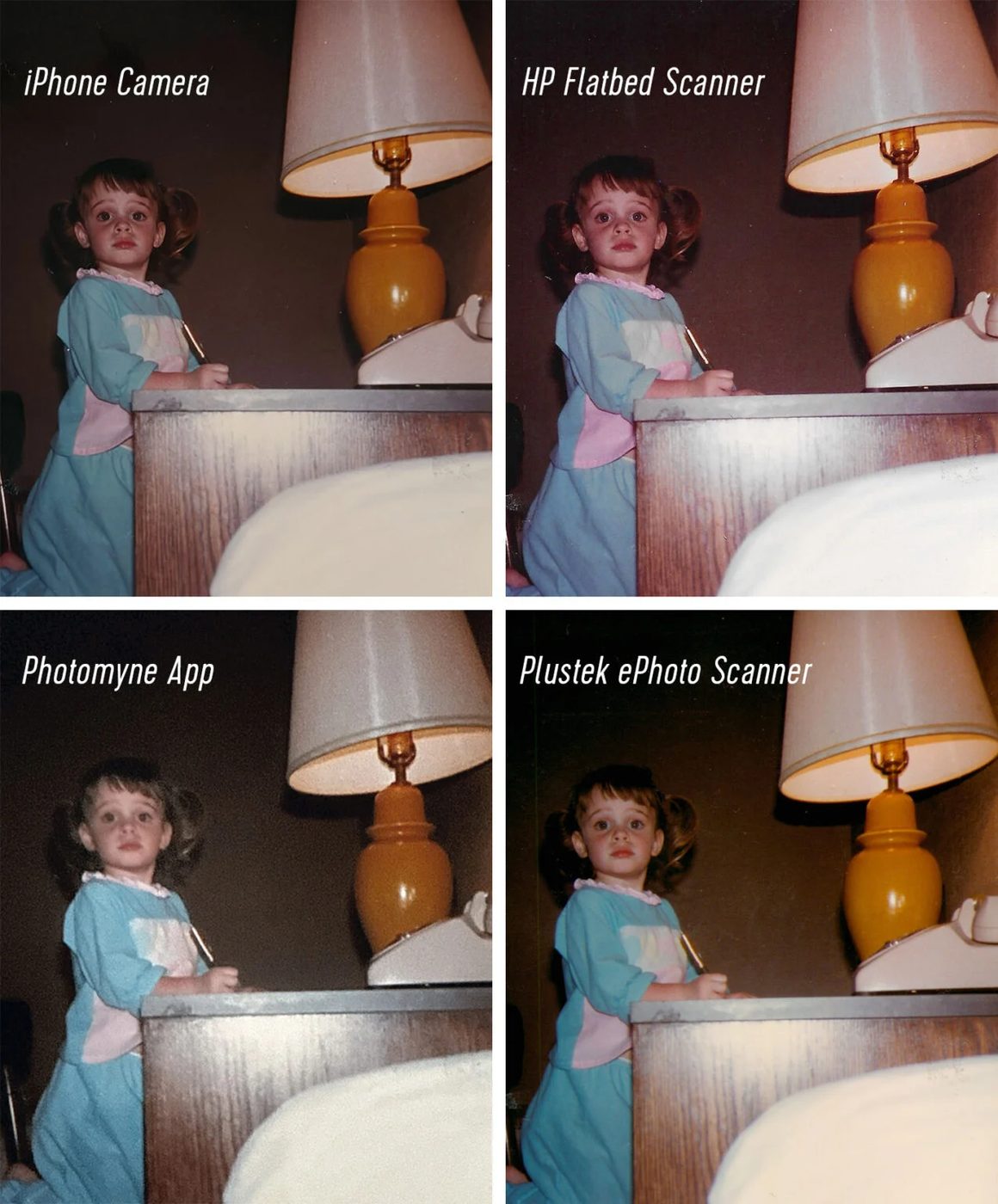 Side by Side Comparison of Photo Digitizing Techniques on Old Photo of Sherry