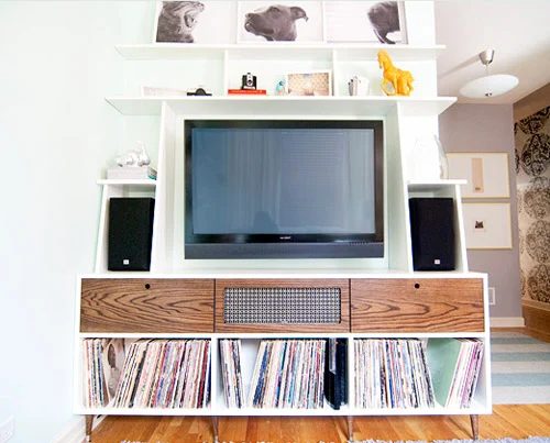 Adding Built-In Shelves Above A Media Cabinet: a house log