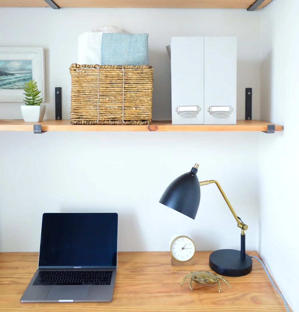 Building Shelves & A Floating Desk For An Office Nook
