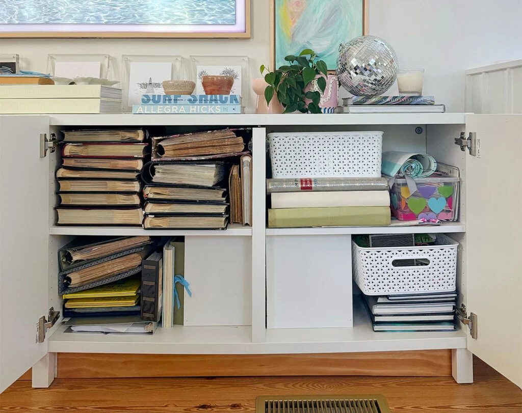 Photo Albums Stored In Ikea Besta Media Cabinet