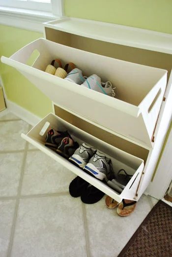 Adding Shoe Storage By The Door: a house log