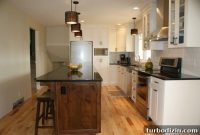 Dark Wood Kitchen Island with Crisp White Cabinets: Inspiring Design Ideas