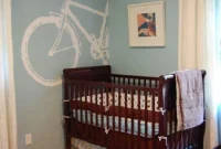 Blue Nursery Design Featuring a Charming Bike Mural