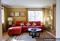 Abbey’s Living Room Makeover Featuring a Bold Red Sofa