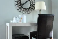 Round Mirror Above Our Desk: Stylish Home Office Decor Ideas