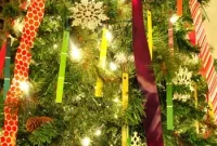 Kid-Friendly Christmas Tree Made from Paint Chips and Ribbons