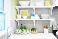 Penny Tile Kitchen Remodel with Stylish Open Shelving