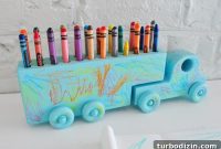 Wooden Toy Truck with Built-In Crayon Storage