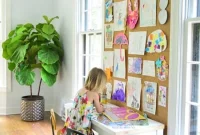 Create a Cork Wall Gallery for Kids’ Artwork