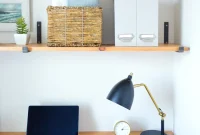 Floating Desk and Shelves for a Functional Office Nook