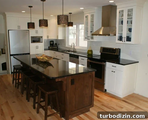Dark Wood Kitchen Island with Crisp White Cabinets: Inspiring Design Ideas 3 dream-kitchen-amazing-before-and-after