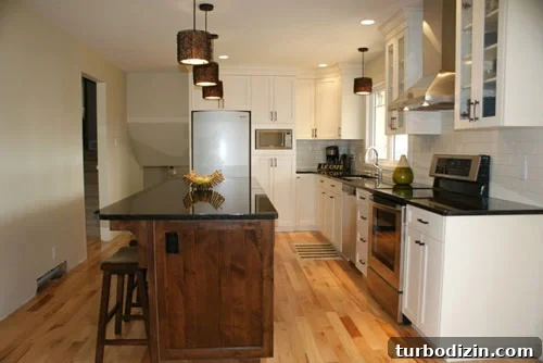 Dark Wood Kitchen Island with Crisp White Cabinets: Inspiring Design Ideas 4 kitchen-modern-makeover-large-island-dream-fabulous