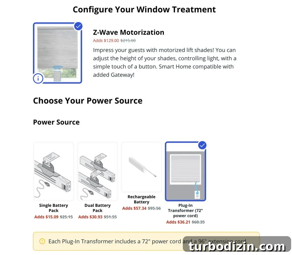 How to Install Smart Motorized Window Blinds 12 Screenshot of Bali Blinds Smart Blinds Order Form With Power Source Options