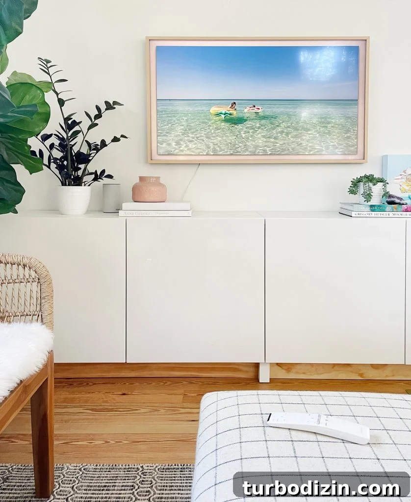 Top Smart Home Tech: Must-Have Devices for Modern Living 8 Samsung Frame Smart TV With Beachy Image As Screensaver