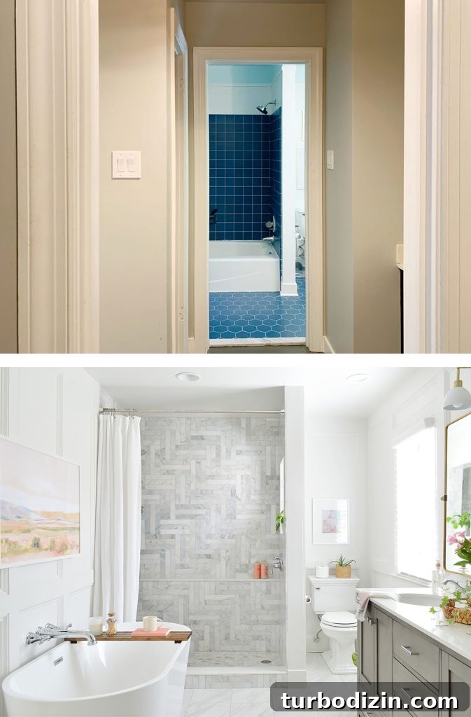 Our Favorite Toilet: A Complete Guide to the Top Pick 10 Before and after photo of marble bathroom renovation remodel