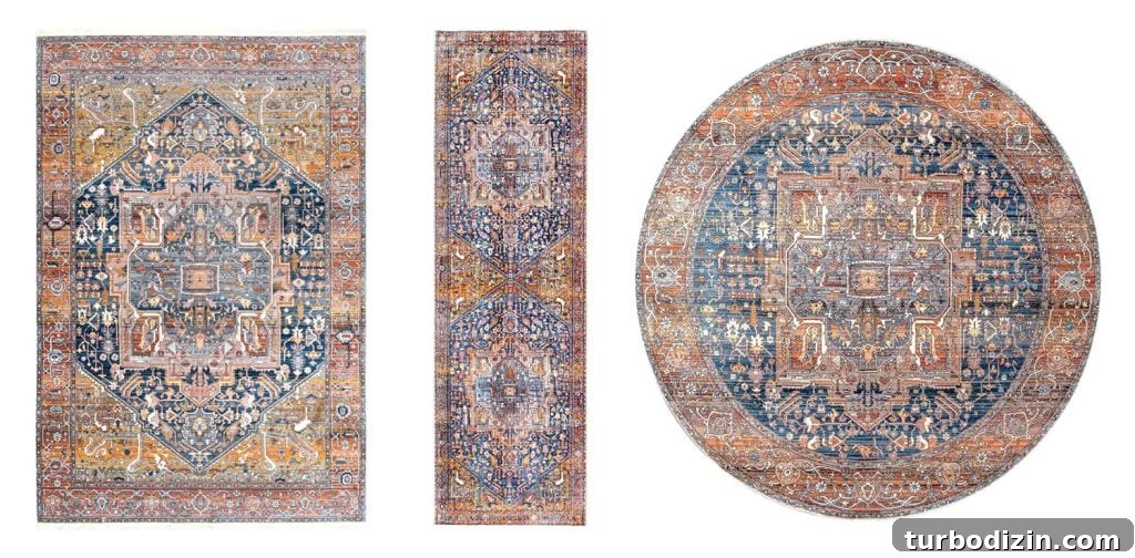 Magic NuLoom Medallion Rug Shown In Different Sizes | Rectangle | Runner | Round