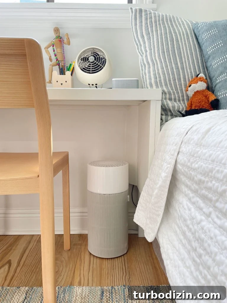 Top Home Air Purifiers for Cleaner Indoor Air 5 Blueair 411 Air Purifier Under Boy's Built-in Desk